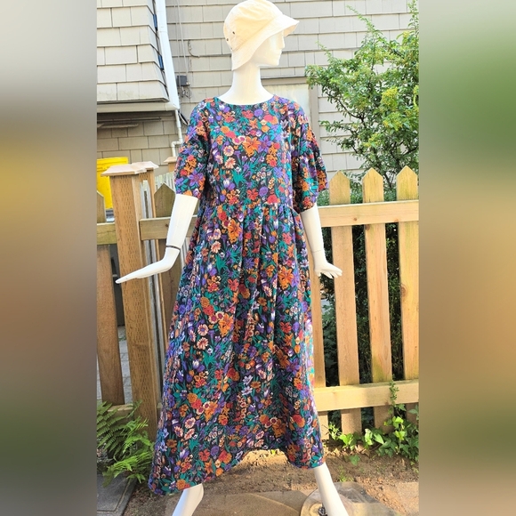 Handmade Cottage Core Floral Dress With Ruffled Sleeves And Pockets. Xl - Picture 4 of 9